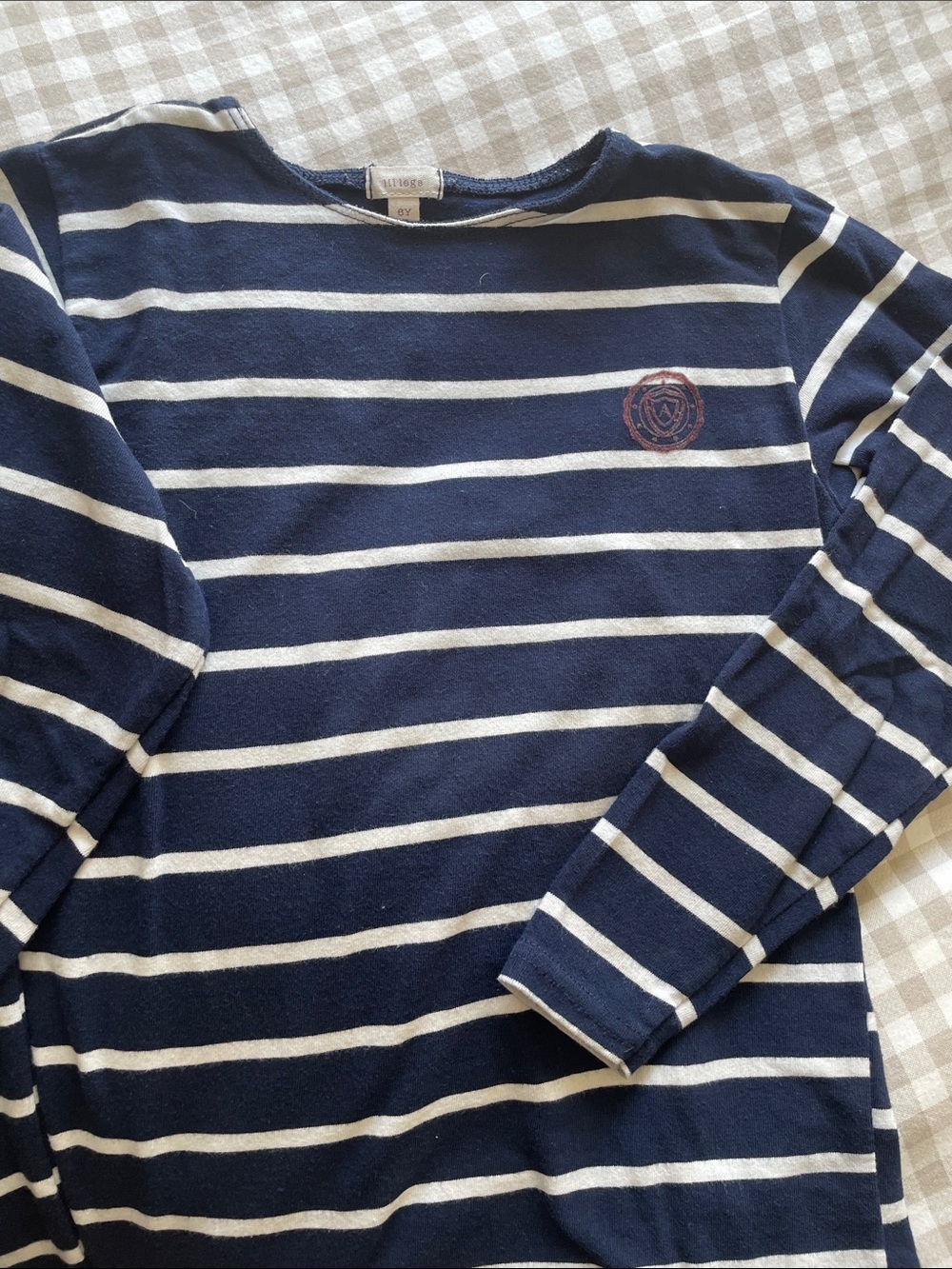 Lil legs boys Navy & White Striped Long-Sleeve Tee. Size 6 & 7 avail.
